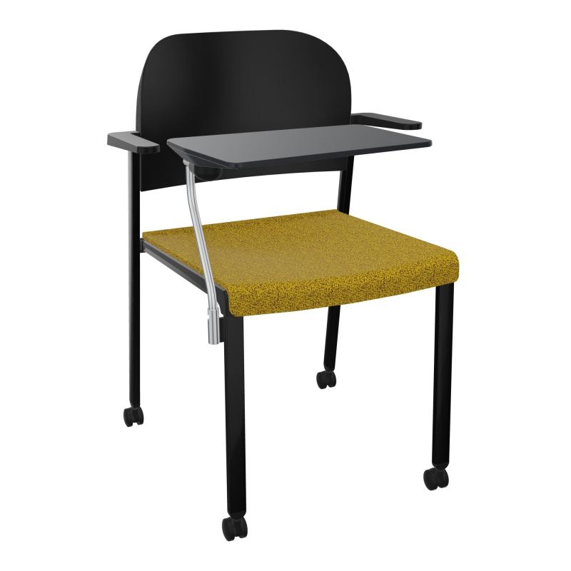 ROMY CHAISE 4P ROULT ASSISE TISSU DOSSIER POLYPRO AVEC ACCOUDOIRS+TABLETTE NOIRE E9 SG PU