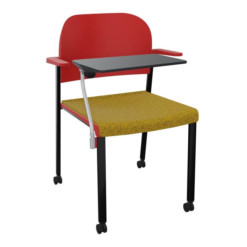ROMY CHAISE 4P ROULT ASSISE TISSU DOSSIER POLYPRO AVEC ACCOUDOIRS+TABLETTE NOIRE E9 SG PZ