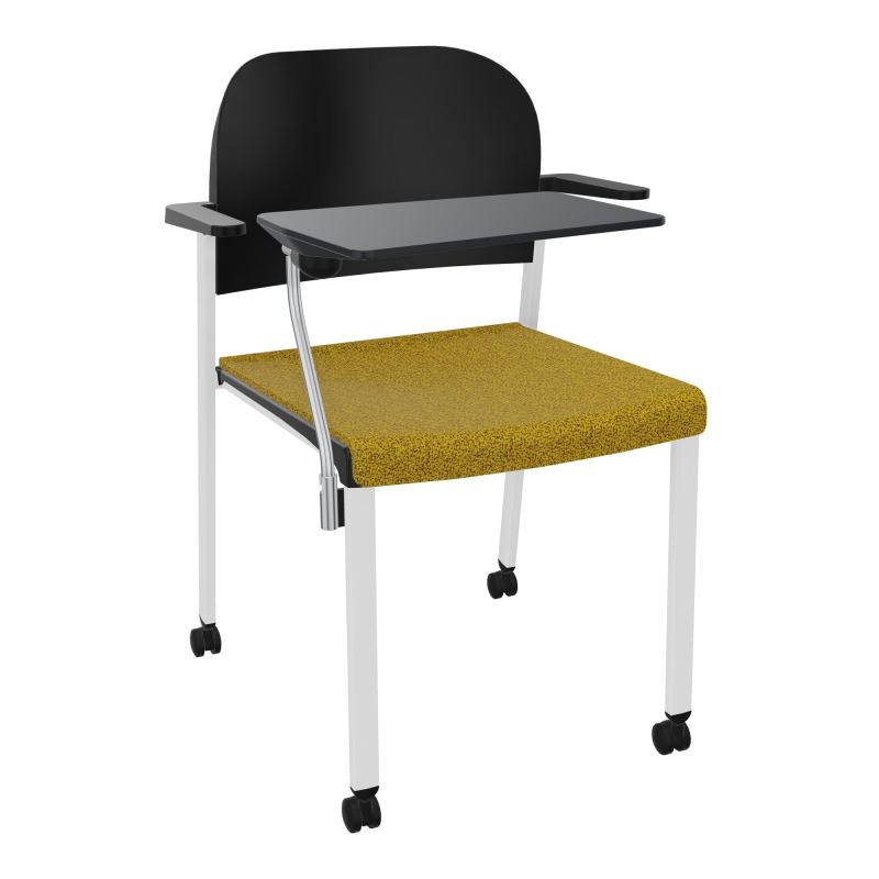ROMY CHAISE 4P ROULT ASSISE TISSU DOSSIER POLYPRO AVEC ACCOUDOIRS+TABLETTE NOIRE E9 SP PU