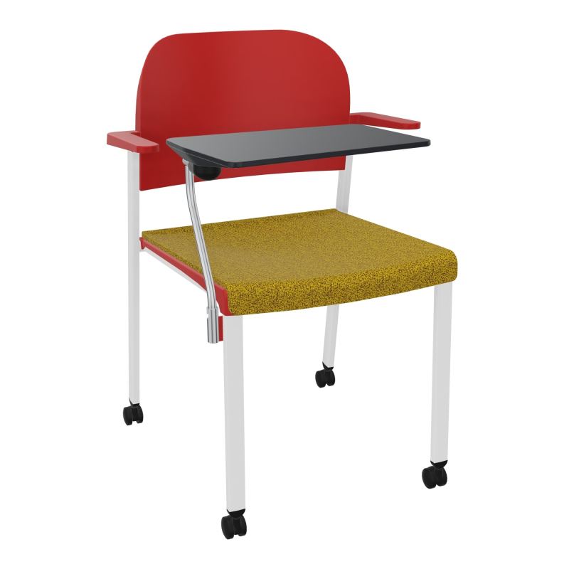 ROMY CHAISE 4P ROULT ASSISE TISSU DOSSIER POLYPRO AVEC ACCOUDOIRS+TABLETTE NOIRE E9 SP PZ