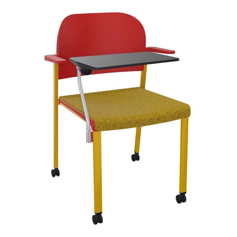 ROMY CHAISE 4P ROULT ASSISE TISSU DOSSIER POLYPRO AVEC ACCOUDOIRS+TABLETTE NOIRE E9 SX PZ