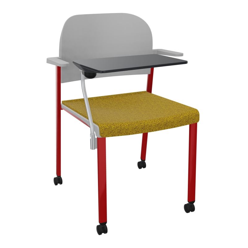 ROMY CHAISE 4P ROULT ASSISE TISSU DOSSIER POLYPRO AVEC ACCOUDOIRS+TABLETTE NOIRE E9 ZY PX