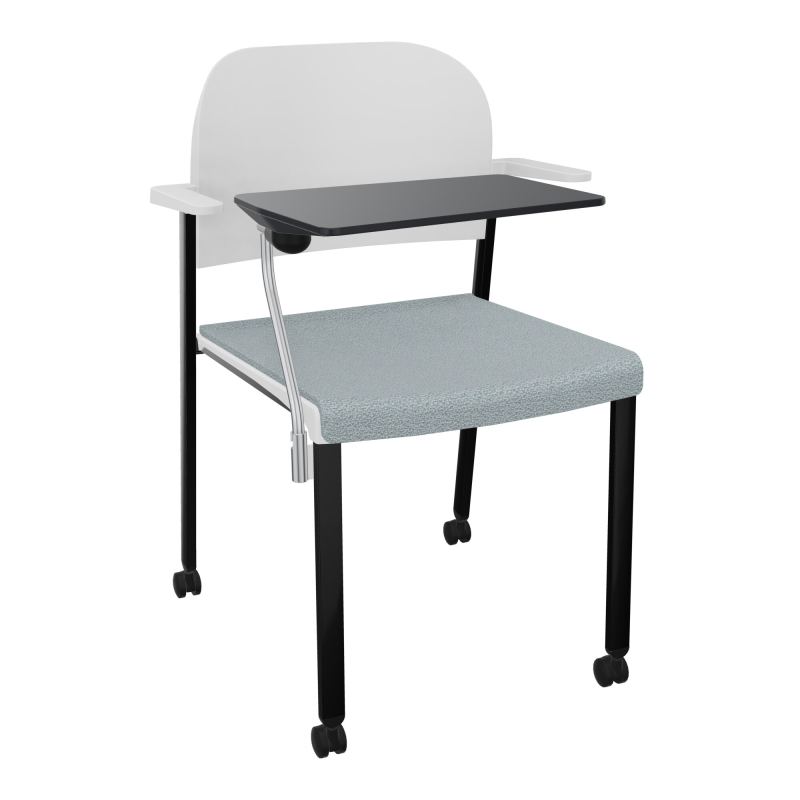 ROMY CHAISE 4P ROULT ASSISE TISSU DOSSIER POLYPRO AVEC ACCOUDOIRS+TABLETTE NOIRE  KD SG P