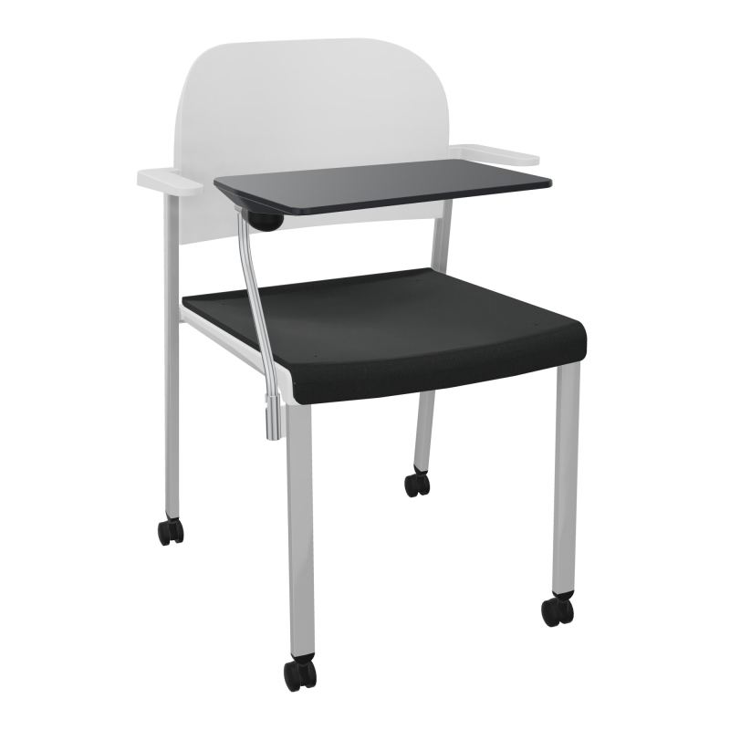 ROMY CHAISE 4P ROULT ASSISE TISSU DOSSIER POLYPRO AVEC ACCOUDOIRS+TABLETTE NOIRE  KE SB P