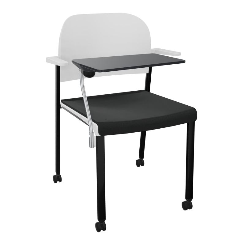 ROMY CHAISE 4P ROULT ASSISE TISSU DOSSIER POLYPRO AVEC ACCOUDOIRS+TABLETTE NOIRE  KE SG P