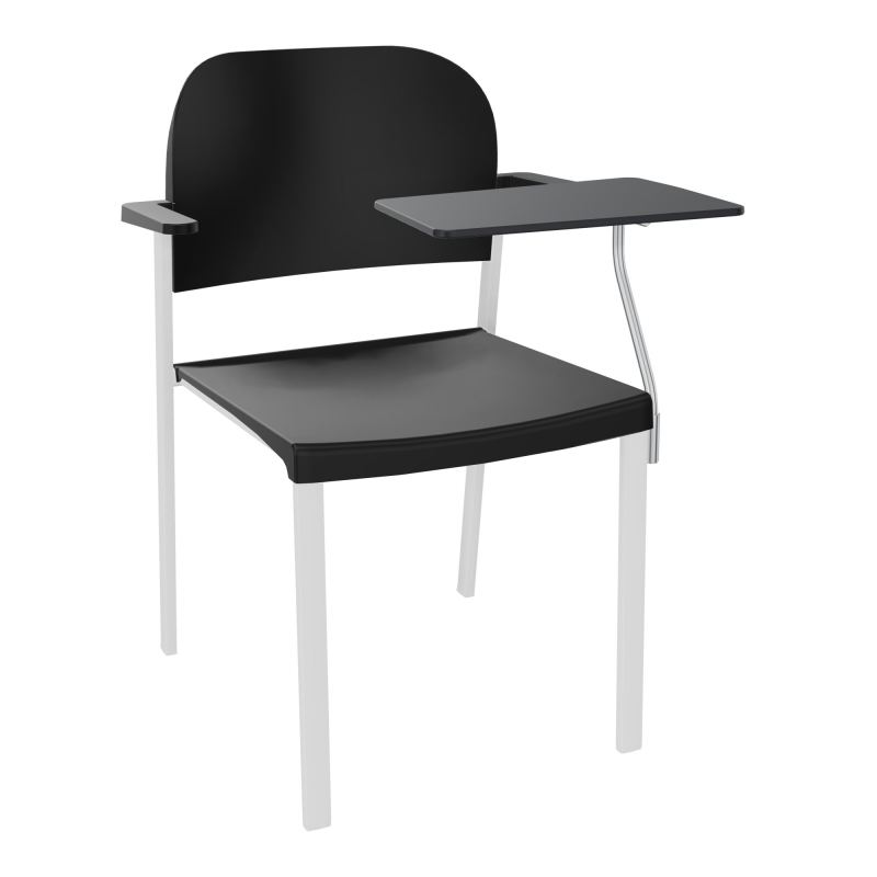 ROMY CHAISE 4P FIXES ASSISE/DOSSIER POLYPRO AVEC ACCOUDOIRS+TABLETTE NOIRE  A GAUCHE  PU