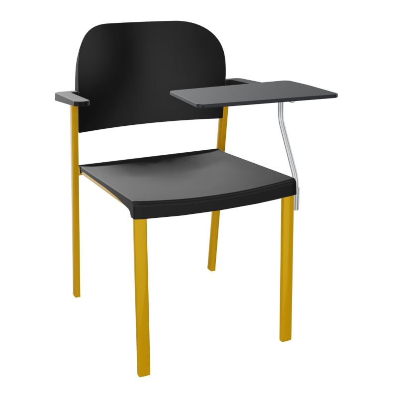 ROMY CHAISE 4P FIXES ASSISE/DOSSIER POLYPRO AVEC ACCOUDOIRS+TABLETTE NOIRE  A GAUCHE  PU