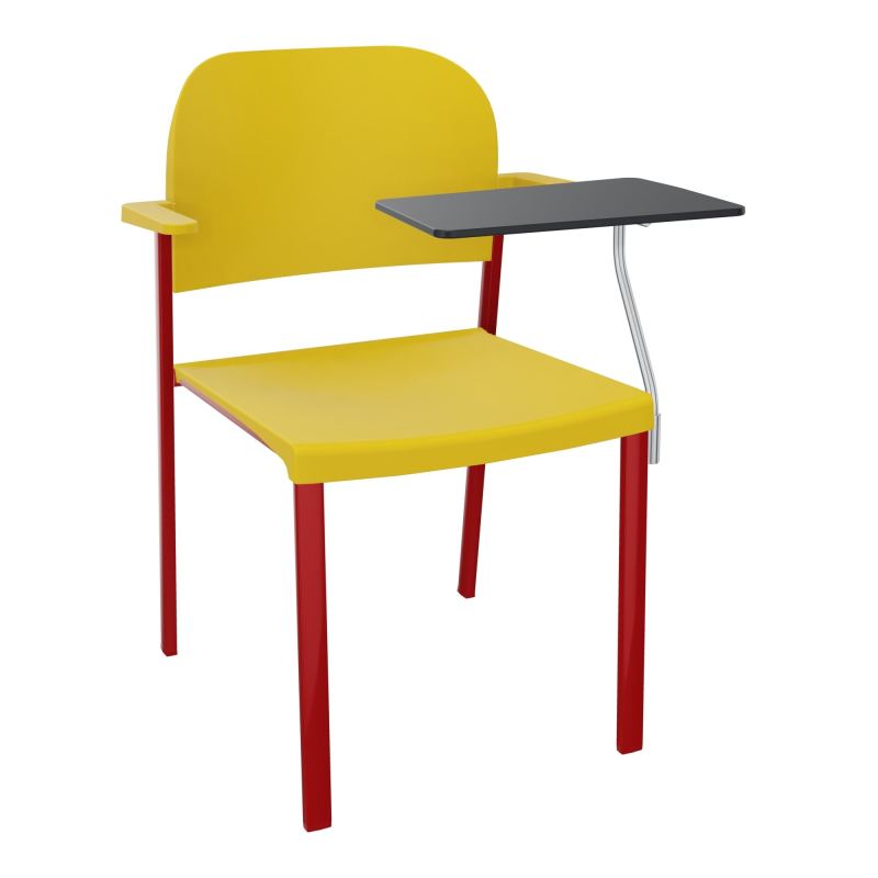 ROMY CHAISE 4P FIXES ASSISE/DOSSIER POLYPRO AVEC ACCOUDOIRS+TABLETTE NOIRE  A GAUCHE  PW