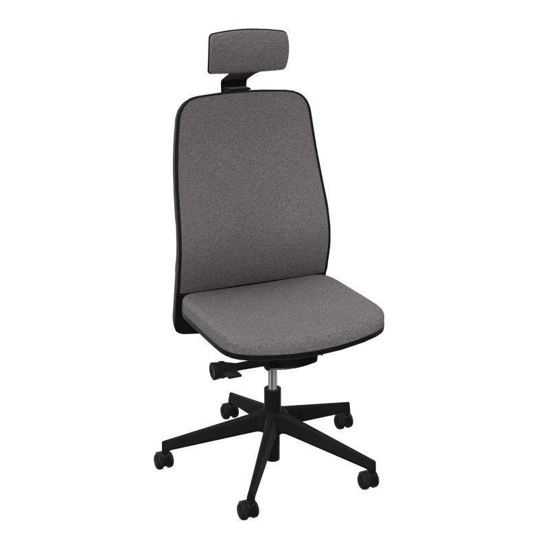 LEON SY LATERAL+TETIERE-DOS/ASS TISSU-CADRE NOIR-ROUL SPLE FREIN HORS CHARGE 50 MM