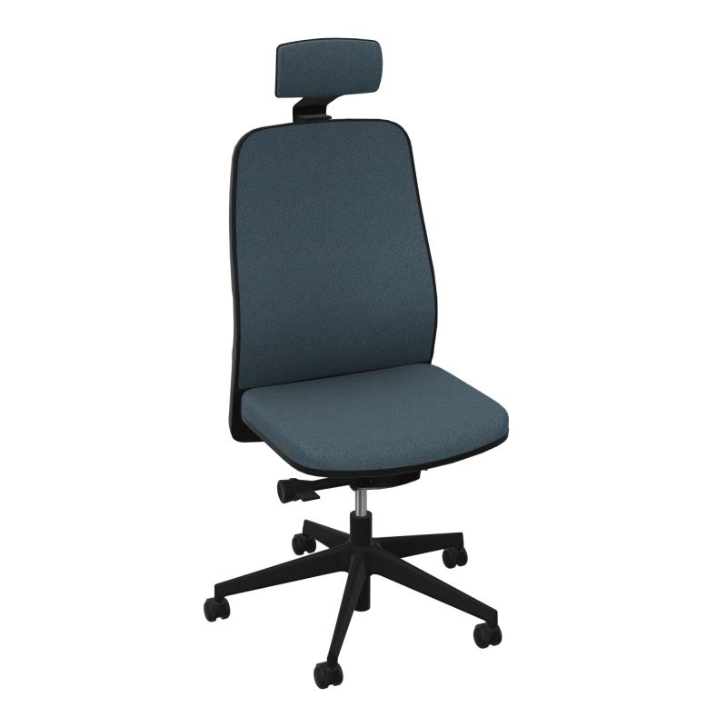 LEON SY LATERAL+TETIERE-DOS/ASS TISSU-CADRE NOIR-ROUL SPLE FREIN HORS CHARGE 50 MM