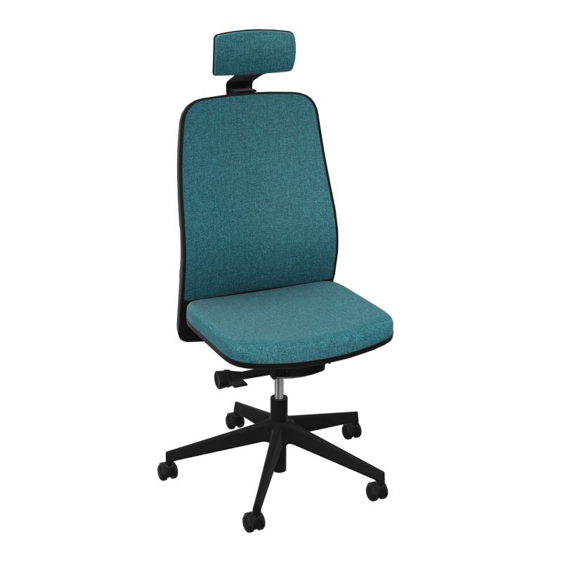 LEON SY LATERAL+TETIERE-DOS/ASS TISSU-CADRE NOIR-ROUL SPLE FREIN EN CHARGE 50 MM