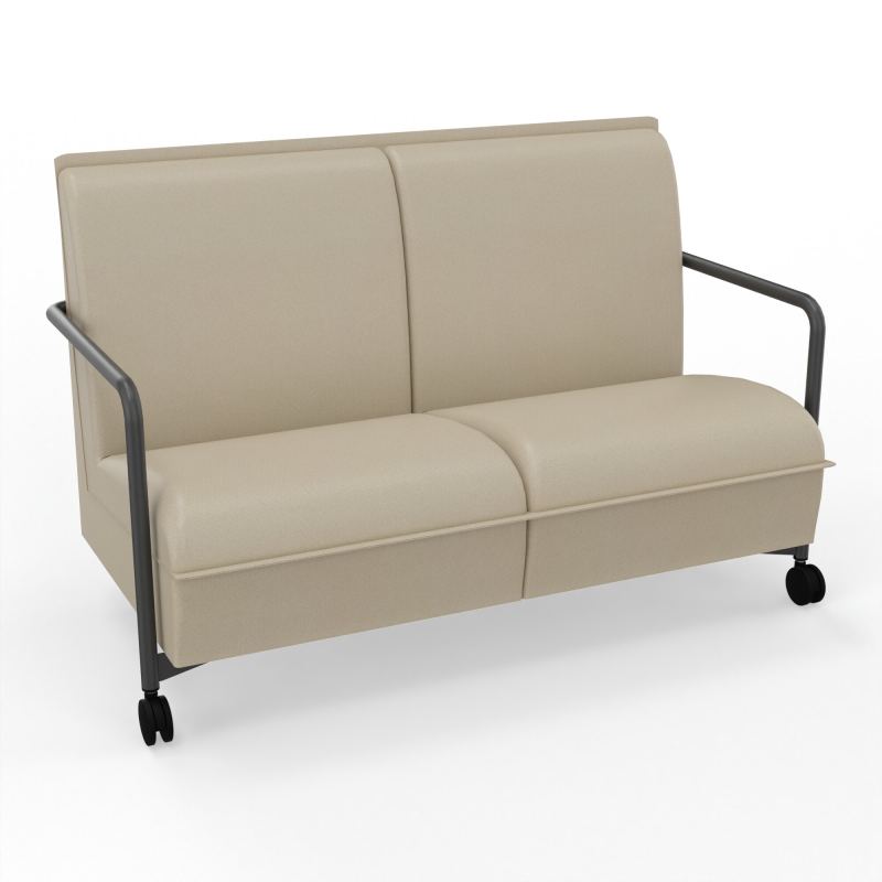 ASSISE LOUNGE MOBILE 2 PLACES AVEC DOSSIER 2 PIEDS FIXES 2 ROUES A2 SC