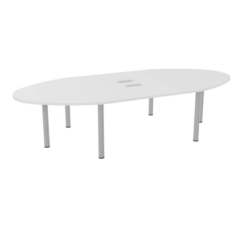 TABLE OVALE 10P L320XP140 EP30 2 PLT DRT L140+2 PLT ELLIPSES DÉC TRAPPEX4+GOULOTTE 6 PIED