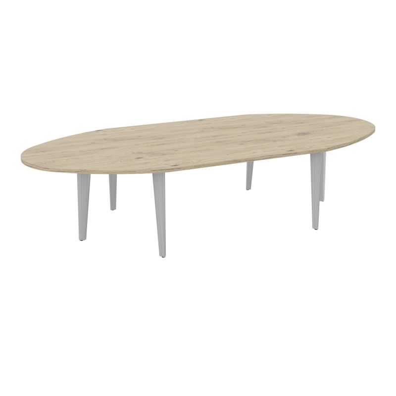TABLE OVALE 10P L320XP140 EP30 2 PLT DRT L140+2 PLT ELLIPSES PP OBTX6 4+2 PIEDS TRIANG R3