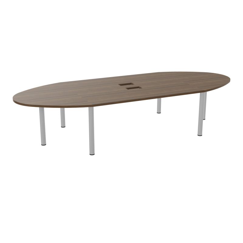 TABLE OVALE 12P L360XP140 EP30 2 PLT DRT L180+2 PLT ELLIPSES DÉC TRAPPEX4+GOULOTTE 6 PIEDS
