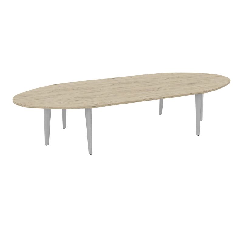 TABLE OVALE 12P L360XP140 EP30 2 PLT DRT L180+2 PLT ELLIPSES PP OBTX6 4+2 PIEDS TRIANG R3