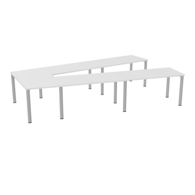 TABLE EN V 10P L356XP234 EP30 4 PLT DRT L140+1 PLT TRAPEZE EXTRE PP OBTX9 12 PIEDS MÉTAL