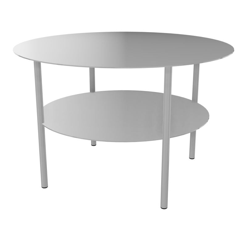 ZELIE T BASSE RONDE D67 H43 CM SUR 4 PIEDS FX METAL LISSE GRIS ALUMINIUM RAL9006 SA