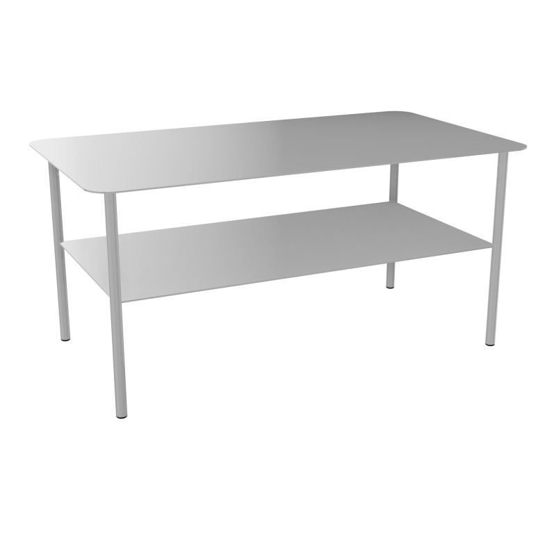 ZELIE T BASSE RECT. L90 P50 H43 CM SUR 4 PIEDS FX METAL LISSE GRIS ALUMINIUM RAL9006 SA