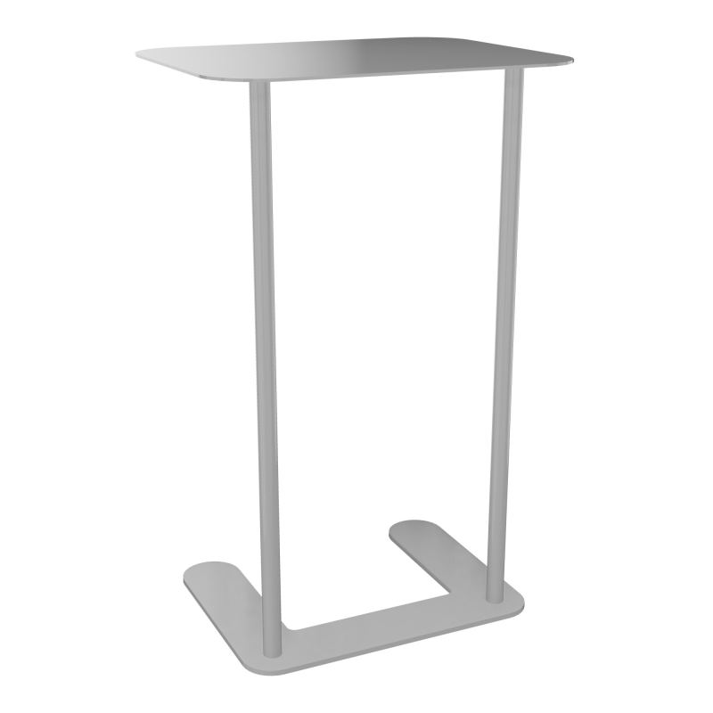 ZELIE T ECRITOIRE S/PIED SOCLE H.63 L40 P32 CM METAL LISSE GRIS ALUMINIUM RAL9006 SA