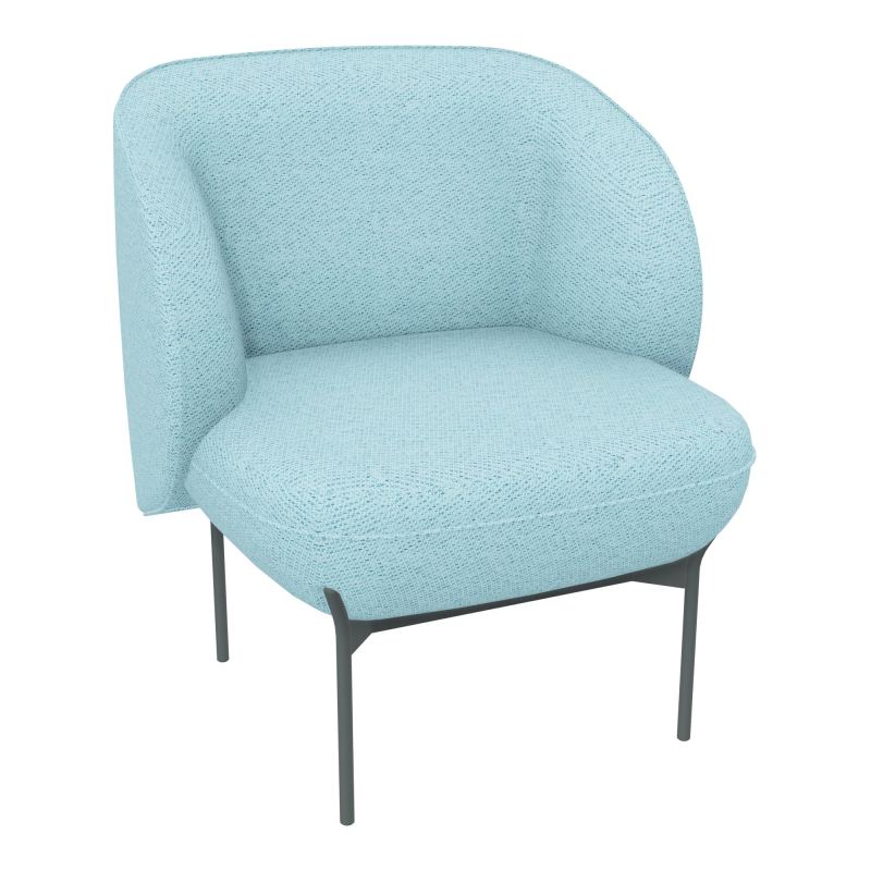 ASSISE MARGOT 1 PLACE L. 69,2X H. 78,4 X P. 66 CM - ASSISE TISSU CHILI BLEU GIVRÉ CHINÉ -