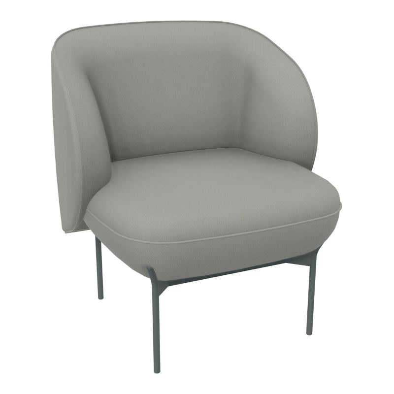 ASSISE MARGOT 1 PLACE L. 69,2X H. 78,4 X P. 66 CM - ASSISE TISSU SECRET GRIS PERLE - DOSS