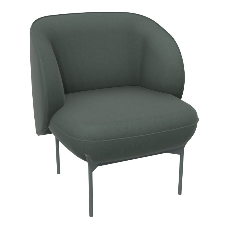 ASSISE MARGOT 1 PLACE L. 69,2X H. 78,4 X P. 66 CM - ASSISE TISSU SECRET VERT DE GRIS FONC