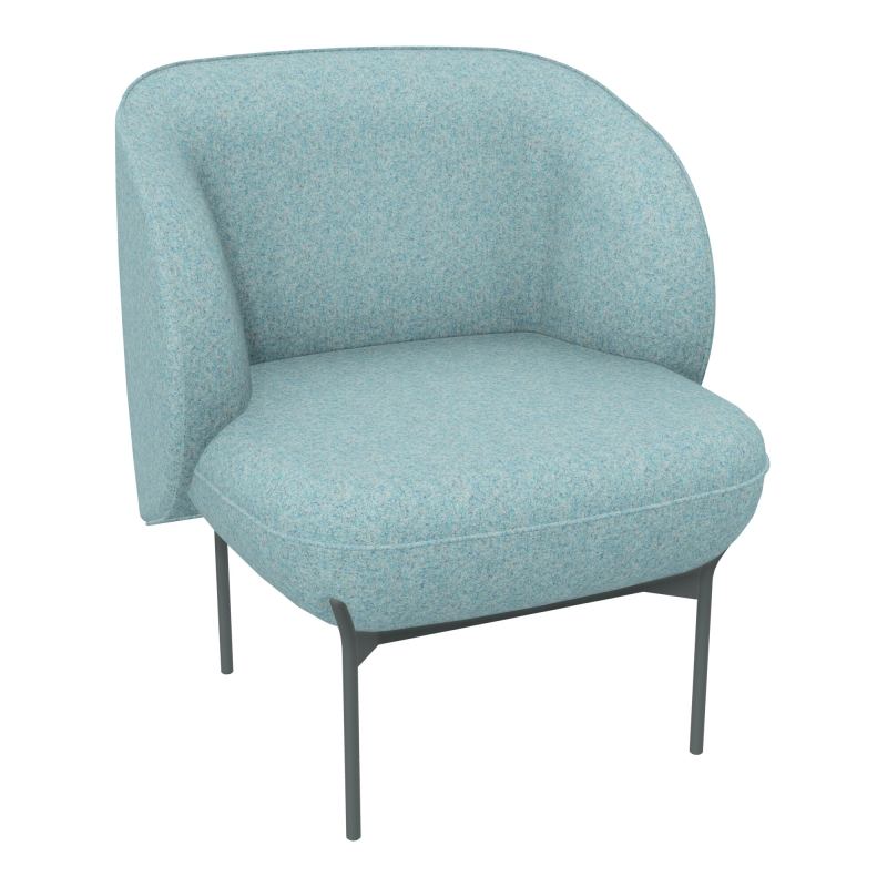 ASSISE MARGOT 1 PLACE L. 69,2X H. 78,4 X P. 66 CM - ASSISE TISSU FENICE BLEU CLAIR CHINÉ