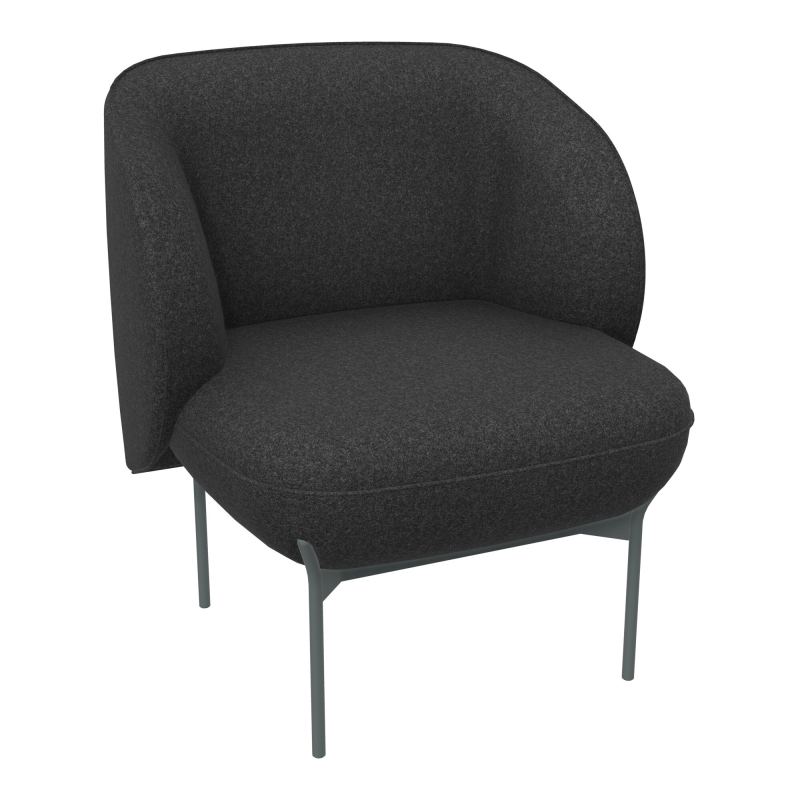 ASSISE MARGOT 1 PLACE L. 69,2X H. 78,4 X P. 66 CM - ASSISE TISSU FENICE ANTHRACITÉ CHINÉ