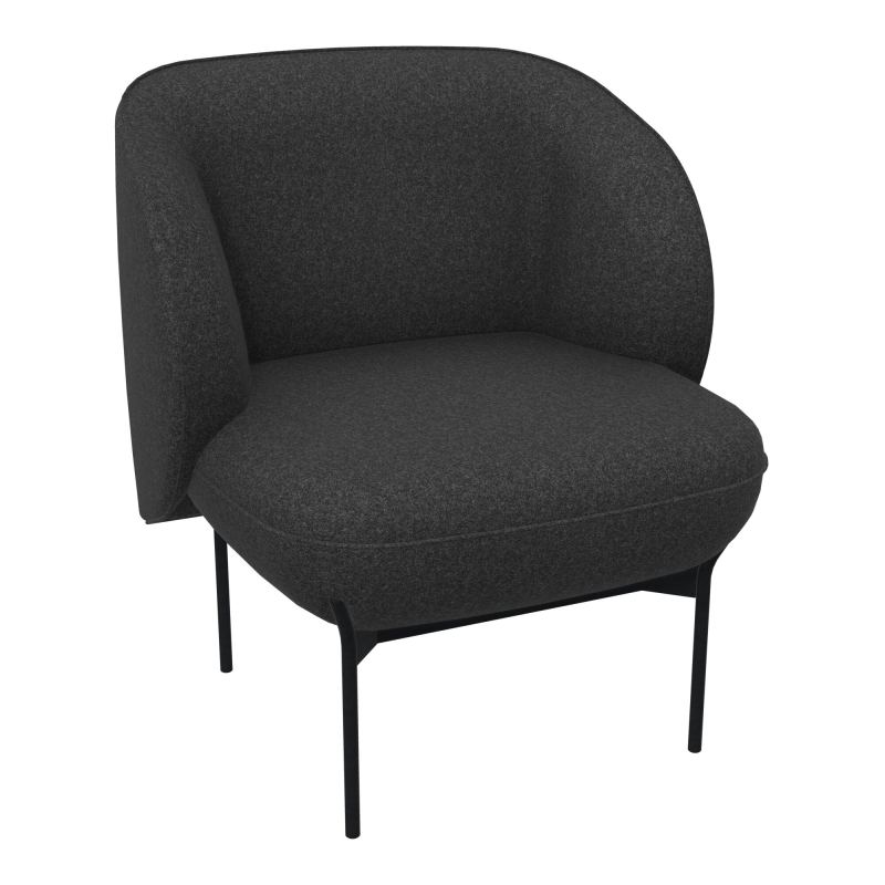ASSISE MARGOT 1 PLACE L. 69,2X H. 78,4 X P. 66 CM - ASSISE TISSU FENICE ANTHRACITÉ CHINÉ