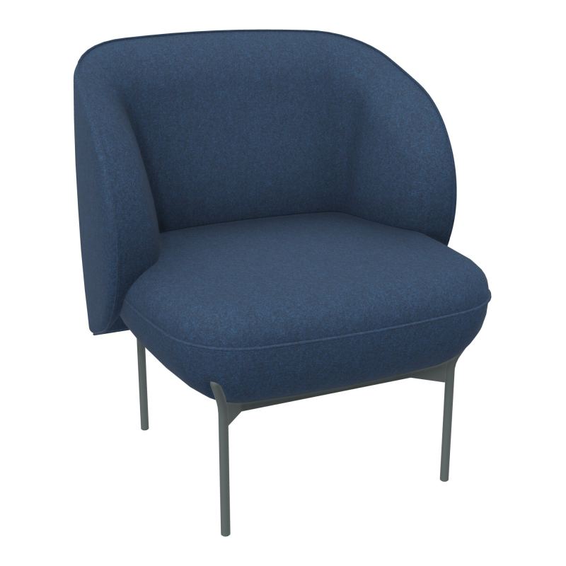 ASSISE MARGOT 1 PLACE L. 69,2X H. 78,4 X P. 66 CM - ASSISE TISSU FENICE BLEU FONCÉ CHINÉ
