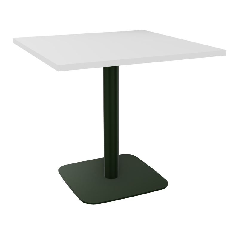 TABLE CARRÉE 80X80 CM PIED CENTRAL H73,5 CM  ÉP. 25 MM  MG ST