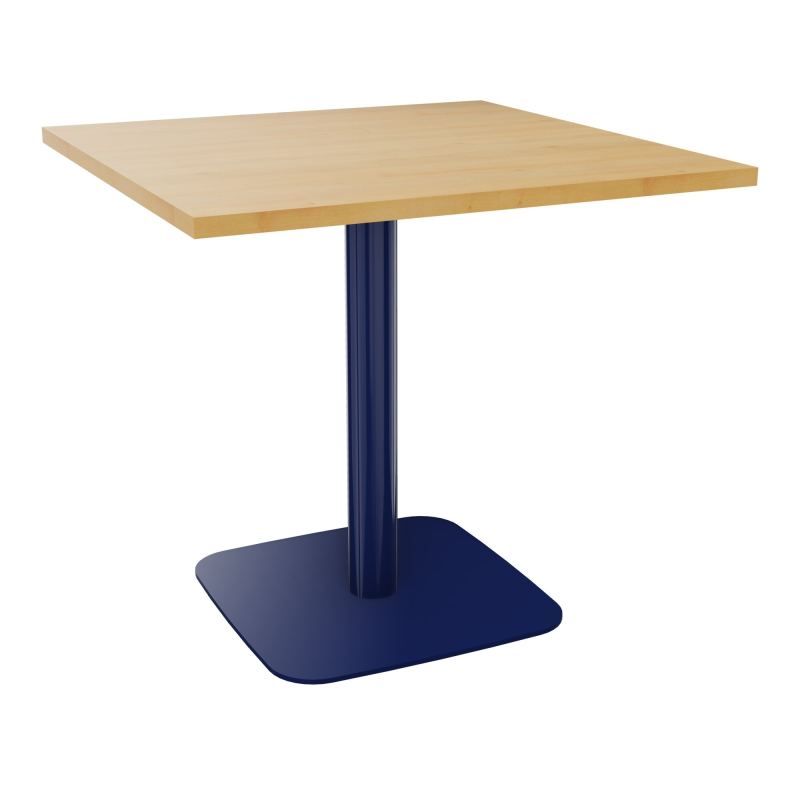 TABLE CARRÉE 80X80 CM PIED CENTRAL H73,5 CM  ÉP. 25 MM  R5 X4
