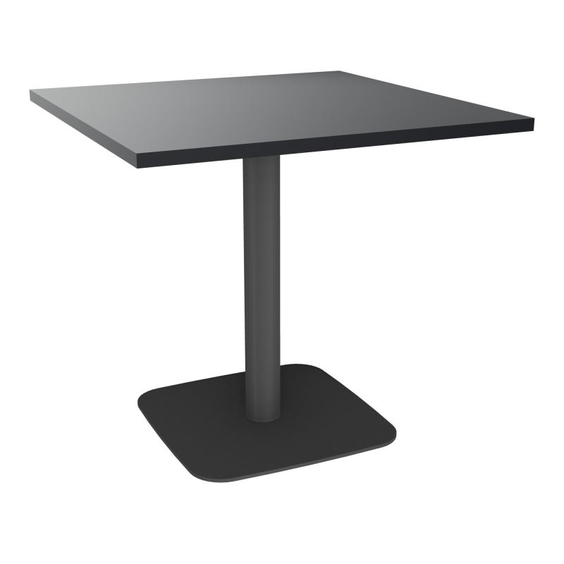 TABLE CARRÉE 80X80 CM PIED CENTRAL H73,5 CM  ÉP. 25 MM  R9 SC