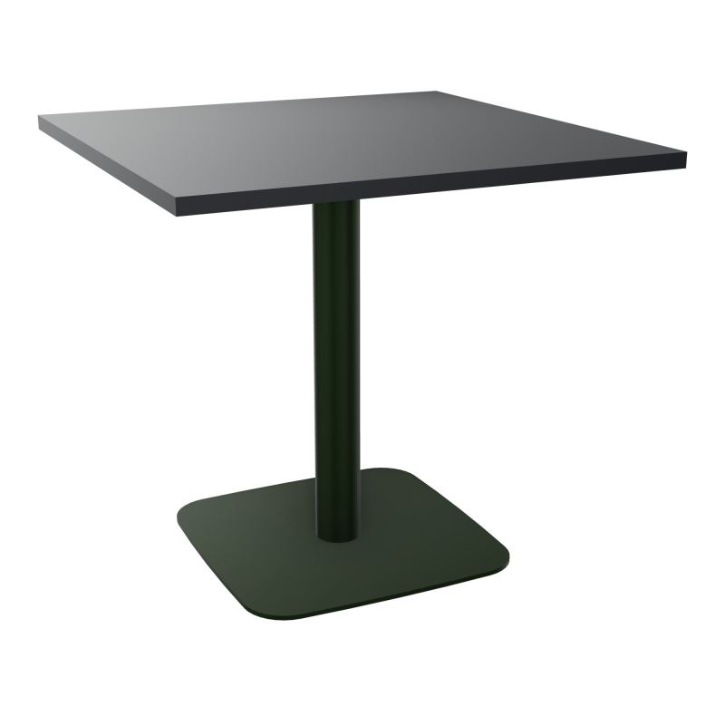 TABLE CARRÉE 80X80 CM PIED CENTRAL H73,5 CM  ÉP. 25 MM  R9 ST