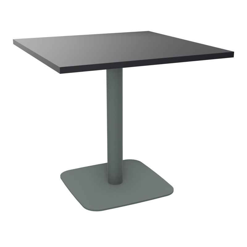 TABLE CARRÉE 80X80 CM PIED CENTRAL H73,5 CM  ÉP. 25 MM  R9 SU