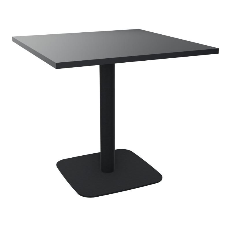 TABLE CARRÉE 80X80 CM PIED CENTRAL H73,5 CM  ÉP. 25 MM  R9 ZP