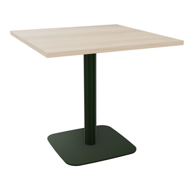 TABLE CARRÉE 80X80 CM PIED CENTRAL H73,5 CM  ÉP. 25 MM  RZ ST