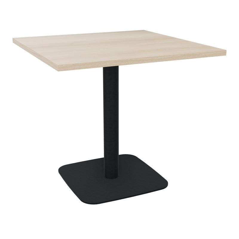 TABLE CARRÉE 80X80 CM PIED CENTRAL H73,5 CM  ÉP. 25 MM  RZ ZP