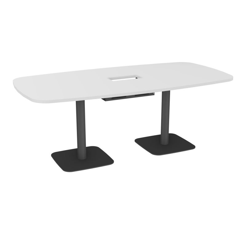 TABLE OVALE P100X200 DÉCOUPÉE POUR TRAPPE CENTRALE DOUBLE ACCÈS 2XPIEDS CENTRAUX  ÉP. 25