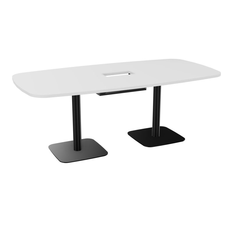 TABLE OVALE P100X200 DÉCOUPÉE POUR TRAPPE CENTRALE DOUBLE ACCÈS 2XPIEDS CENTRAUX  ÉP. 25