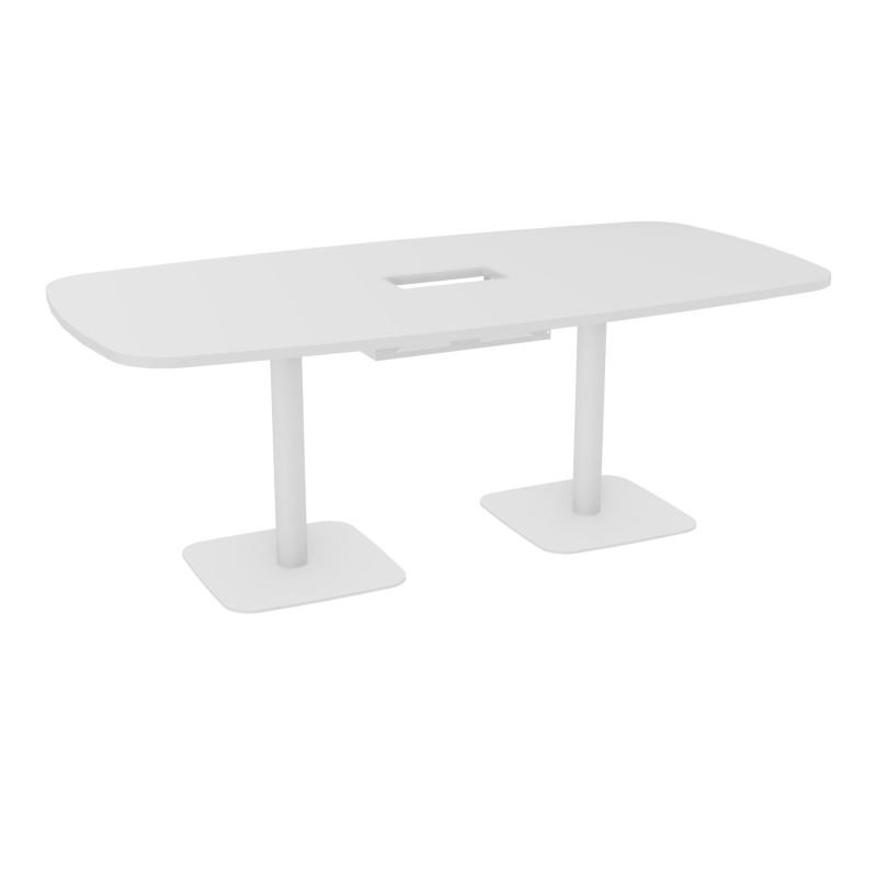 TABLE OVALE P100X200 DÉCOUPÉE POUR TRAPPE CENTRALE DOUBLE ACCÈS 2XPIEDS CENTRAUX  ÉP. 25