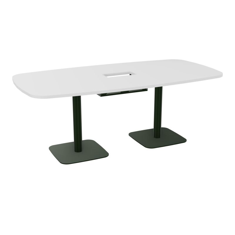 TABLE OVALE P100X200 DÉCOUPÉE POUR TRAPPE CENTRALE DOUBLE ACCÈS 2XPIEDS CENTRAUX  ÉP. 25