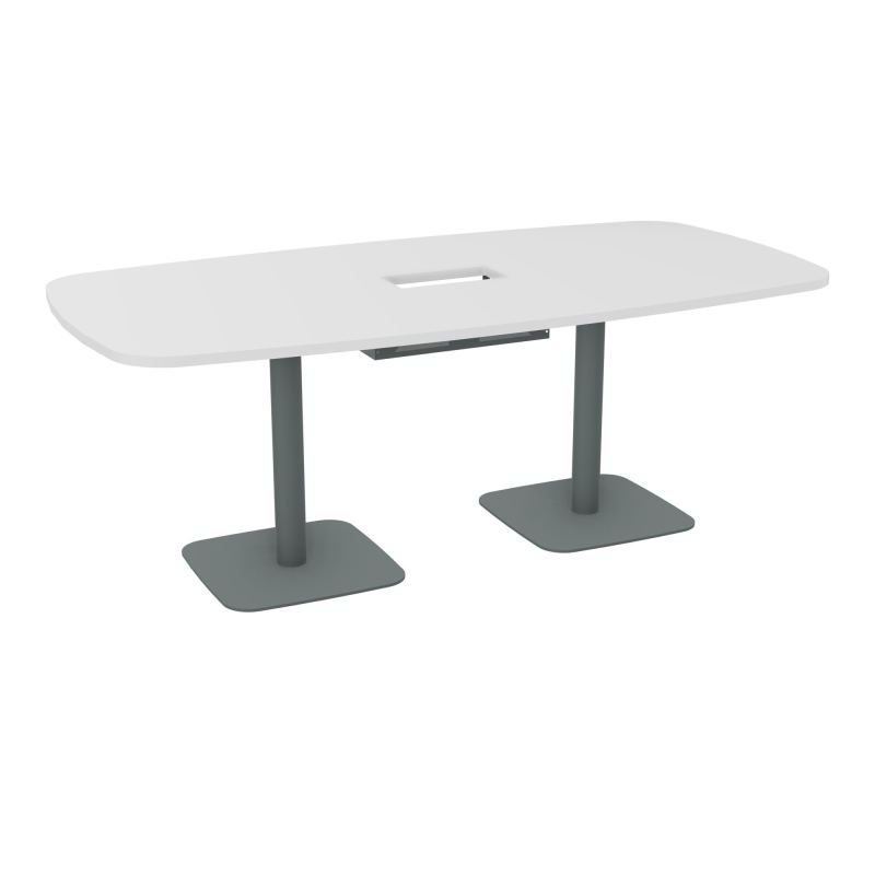 TABLE OVALE P100X200 DÉCOUPÉE POUR TRAPPE CENTRALE DOUBLE ACCÈS 2XPIEDS CENTRAUX  ÉP. 25