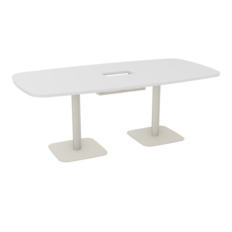 TABLE OVALE P100X200 DÉCOUPÉE POUR TRAPPE CENTRALE DOUBLE ACCÈS 2XPIEDS CENTRAUX  ÉP. 25