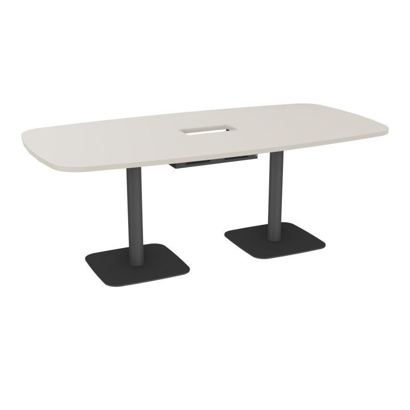 TABLE OVALE P100X200 DÉCOUPÉE POUR TRAPPE CENTRALE DOUBLE ACCÈS 2XPIEDS CENTRAUX  ÉP. 25