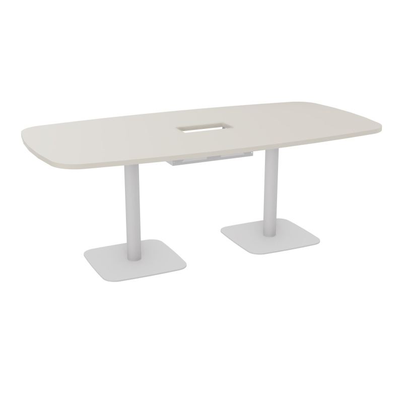 TABLE OVALE P100X200 DÉCOUPÉE POUR TRAPPE CENTRALE DOUBLE ACCÈS 2XPIEDS CENTRAUX  ÉP. 25