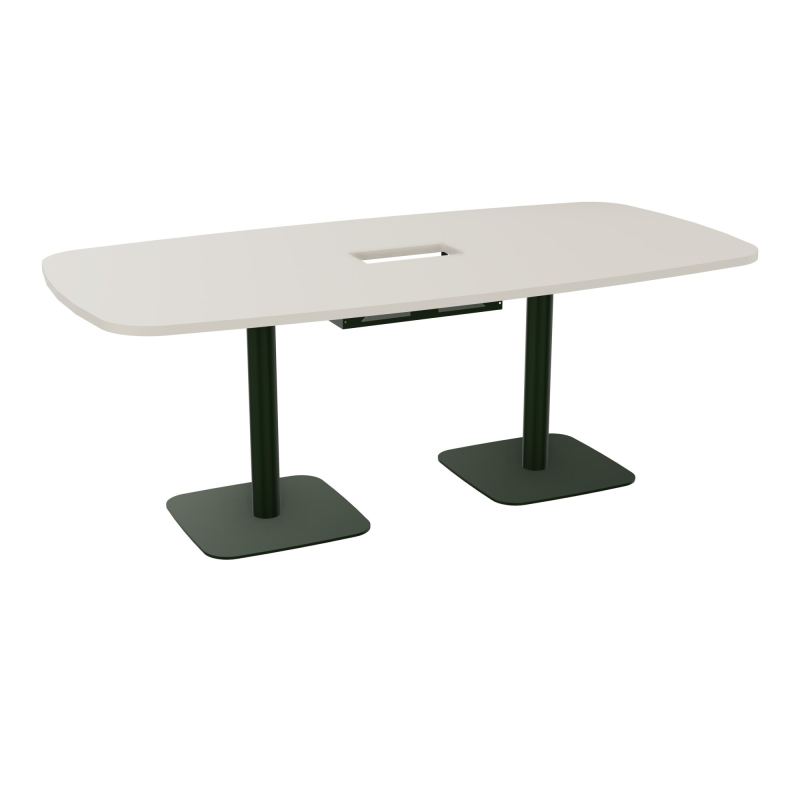 TABLE OVALE P100X200 DÉCOUPÉE POUR TRAPPE CENTRALE DOUBLE ACCÈS 2XPIEDS CENTRAUX  ÉP. 25