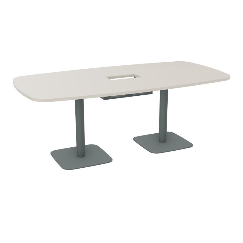 TABLE OVALE P100X200 DÉCOUPÉE POUR TRAPPE CENTRALE DOUBLE ACCÈS 2XPIEDS CENTRAUX  ÉP. 25