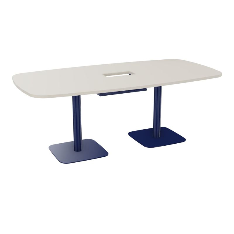 TABLE OVALE P100X200 DÉCOUPÉE POUR TRAPPE CENTRALE DOUBLE ACCÈS 2XPIEDS CENTRAUX  ÉP. 25